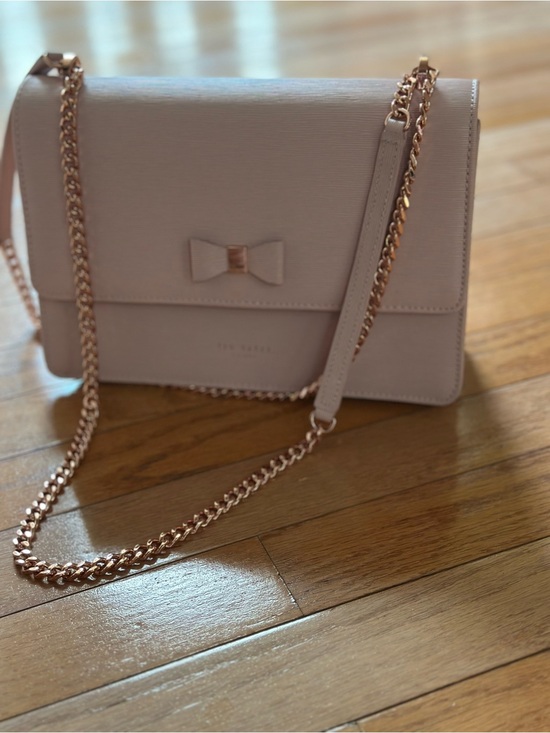 Ted Baker Handbags - Ted Baker Blush Pink Bow-Accent Chain Crossbody Bag
